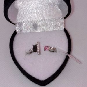 She's Always Different black onyx & rose quartz cubic zirconia 925 solid sterlin